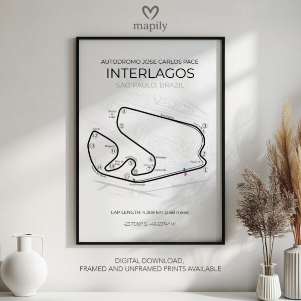 Design-forward art print showcasing Sau Paulo F1, perfect for home or workspace