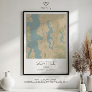 Sleek and refined wall piece of Seattle Map, adding meaning to your space