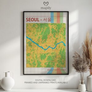 Minimalist map-inspired artwork Seoul Map, ideal for a thoughtful interior touch