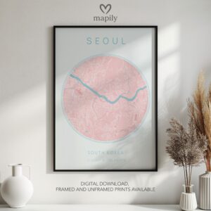 Minimal layout wall art Seoul Map, bringing personality and structure to your wall