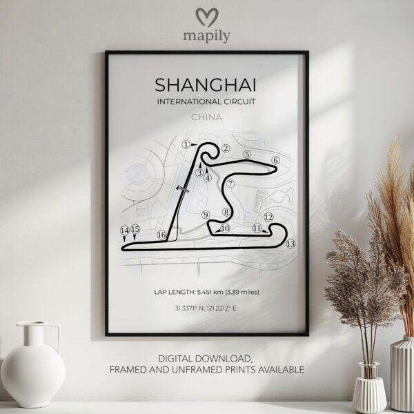 Custom-designed art print Shanghai F1, capturing a meaningful place or moment