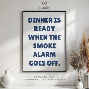 Minimalist black framed wall art print featuring bold typography and a stylish design Smoke Alarm