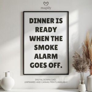 Clean and minimal wall art design with a striking statement Smoke Alarm, ideal for home or office spaces