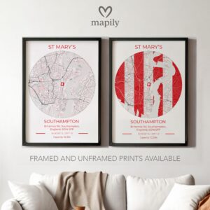 Sleek and refined wall piece of Southampton Stadium Map, adding meaning to your space