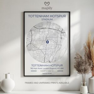 Minimal layout wall art Spurs Stadium Map, bringing personality and structure to your wall