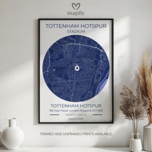Minimalist map-inspired artwork Spurs Stadium Map, ideal for a thoughtful interior touch