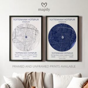 Modern wall art design featuring Spurs Stadium Map, created with clean lines and style