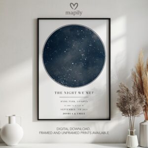 Framed star map design of Custom Star Map Print, combining astronomy and aesthetic simplicity