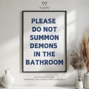 Typographic art print Summon Demons, bringing a sharp design edge to minimalist spaces