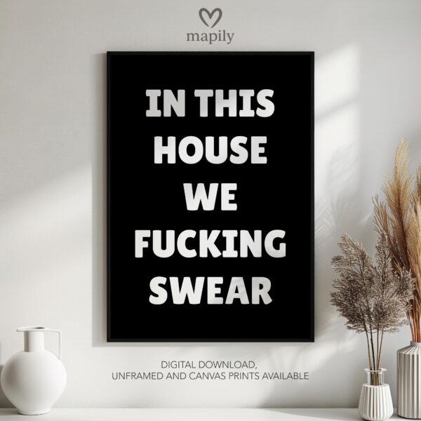 Refined text-based wall art Swear, ideal for creating a focal point in neutral interiors