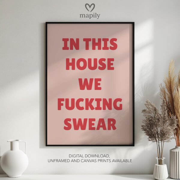 Framed quote artwork Swear with clean lines and a modern visual balance