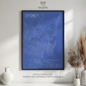 Minimal layout wall art Sydney City Map, bringing personality and structure to your wall