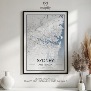 Meaningful location art Sydney City Map, brought to life in a modern style