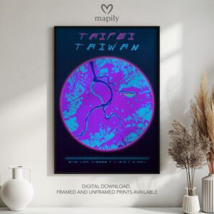 Designer wall art showcasing Taipei Map, adding elegance to your surroundings