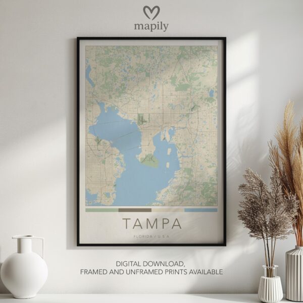 Design-forward art print showcasing Tampa Map, perfect for home or workspace