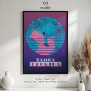 Decorative wall piece featuring Tampa Map, created to blend with modern settings