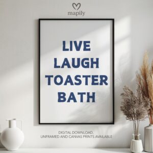 Minimalist black framed wall art print featuring bold typography and a stylish design Toaster