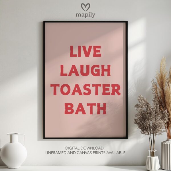 Contemporary typography print with a bold and eye-catching design Toaster Gift Idea, framed for a sleek aesthetic
