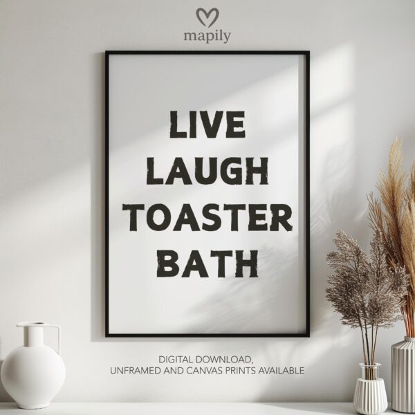 Clean and minimal wall art design with a striking statement Toaster, ideal for home or office spaces