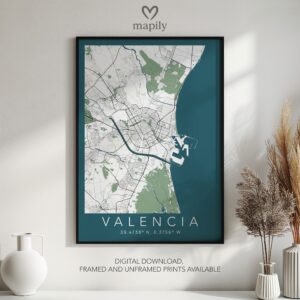 Custom-designed art print Valenica Map, capturing a meaningful place or moment