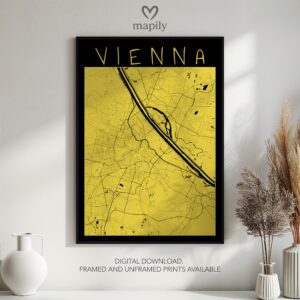 Custom artwork print Vienna Map, tailored for simplicity and emotional value