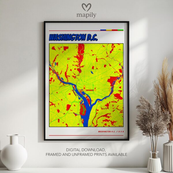 Designer wall art showcasing Washington DC Map, adding elegance to your surroundings