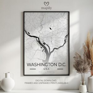 Design-forward art print showcasing Washington DC Map, perfect for home or workspace