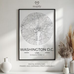 Crisp and clean artwork featuring Washington DC Map, designed to elevate any interior