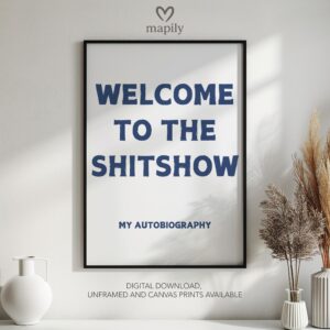 Minimalist wall quote Welcome Autobiography with bold lettering and timeless appeal