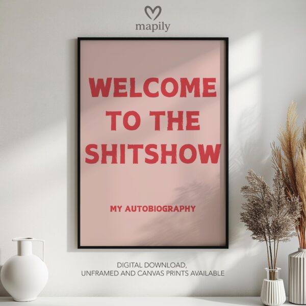 Framed quote artwork Welcome Autobiography with clean lines and a modern visual balance
