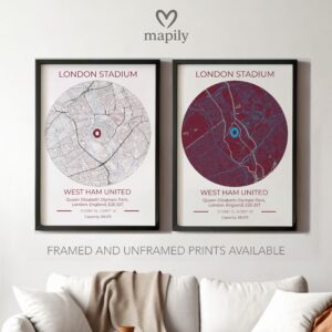 Meaningful location art West Ham Stadium Map, brought to life in a modern style