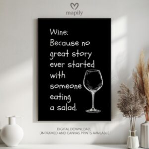 Refined text-based wall art Wine Story, ideal for creating a focal point in neutral interiors