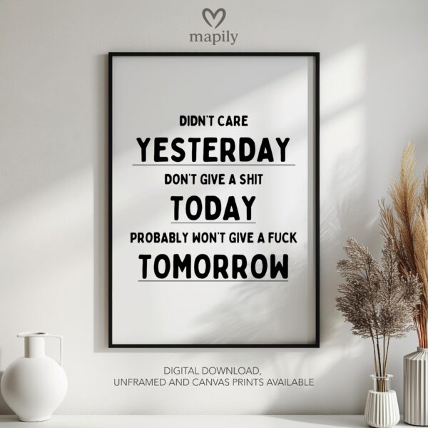 Framed modern wall art Yesterday Today Tomorrow, perfect for those who love bold and expressive interiors