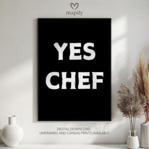 Understated modern quote design Yes Chef, blending bold type with clean simplicity