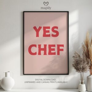 Subtle and stylish monochrome wall print Yes Chef, designed to elevate everyday spaces