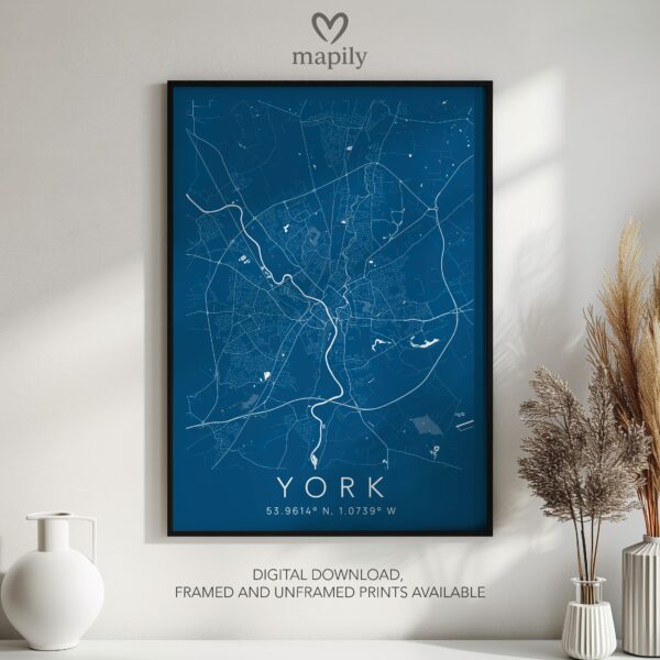 Crisp and clean artwork featuring York Map, designed to elevate any interior