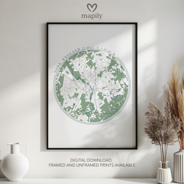 Clean and bold design showcasing York Map, ideal for a gallery wall