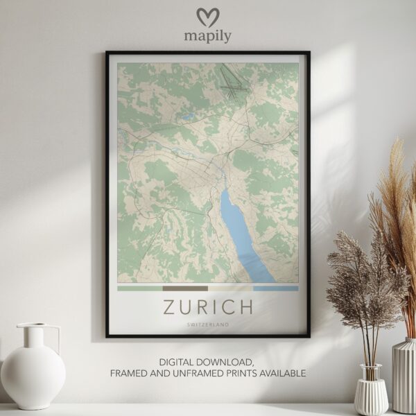 A thoughtfully designed art piece representing Zurich Map, perfect for gifting
